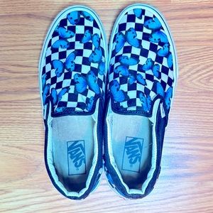 Vans Slip on shoes Blue Butterfly Checkered Size 9.5 US Women’s